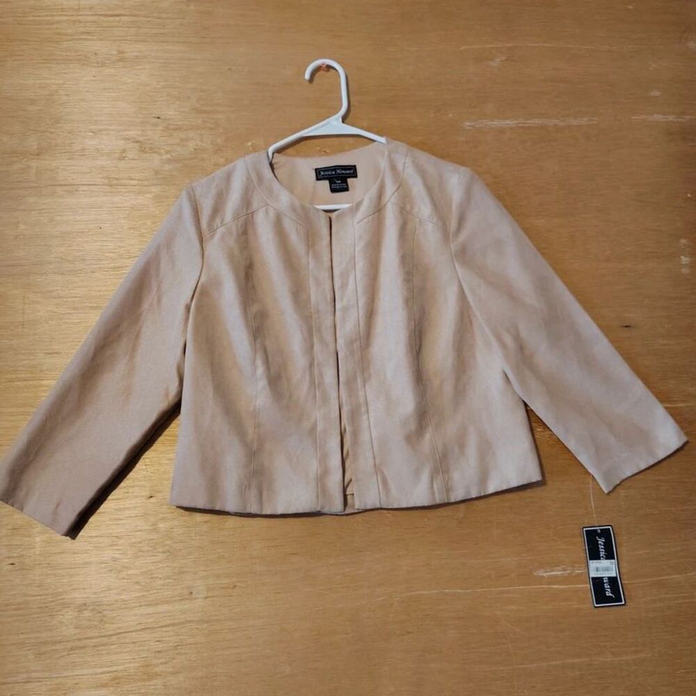 Jessica Howard Petite Beige 3/4-Sleeve Cropped Jacket 10P NWT New